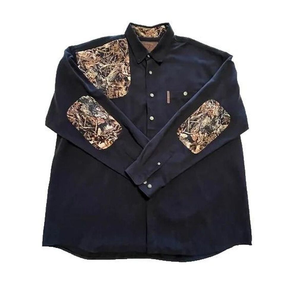 North River Outfitters Men's XL Black Shirt with Camouflage Trim
